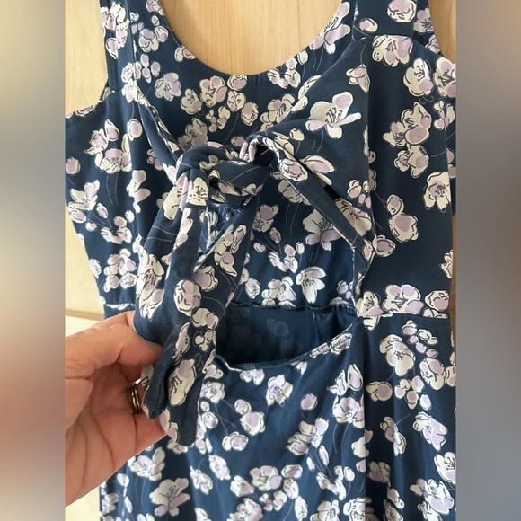 Pact Fit  Flare Tie Back Reverie Dress French Navy with Floral Print. SMALL. EUC - Picture 7 of 7